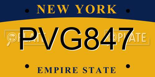 PVG847 New York License Plate