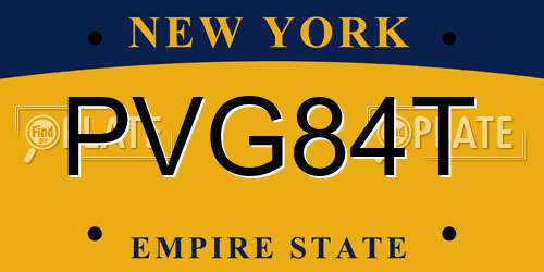 PVG84T New York License Plate