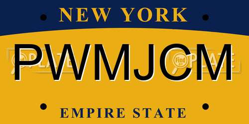 PWMJCM New York License Plate