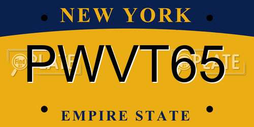 PWVT65 New York License Plate