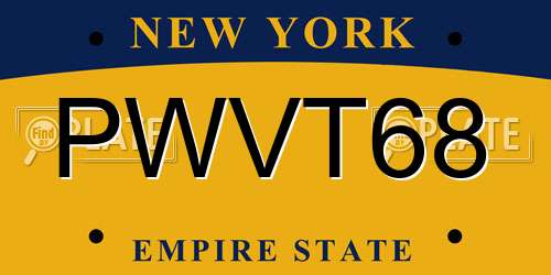 PWVT68 New York License Plate