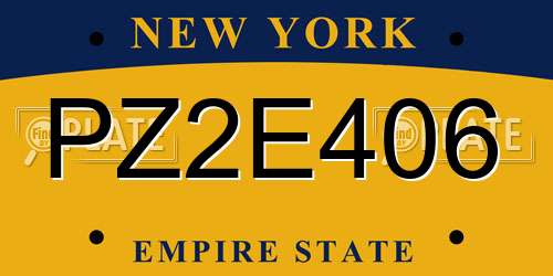PZ2E406 New York License Plate