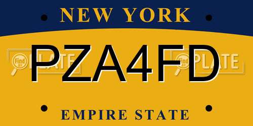 PZA4FD New York License Plate