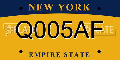 Q005AF New York License Plate