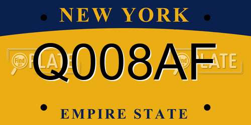 Q008AF New York License Plate