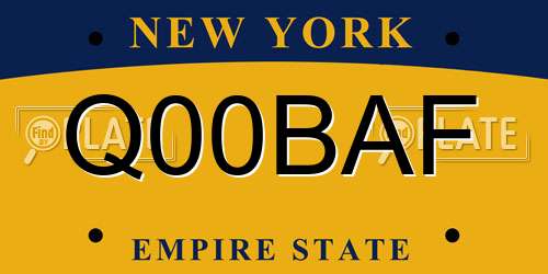 Q00BAF New York License Plate