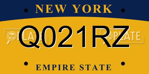Q021RZ New York License Plate