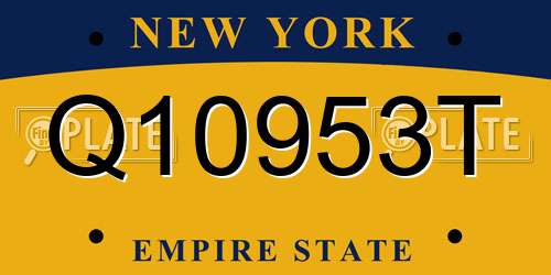 Q10953T New York License Plate