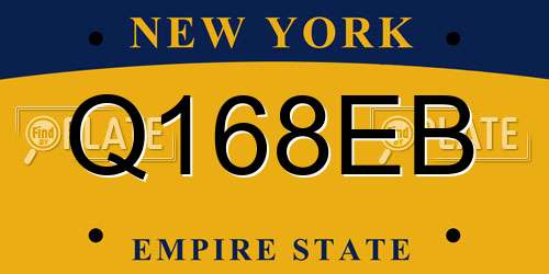 Q168EB New York License Plate