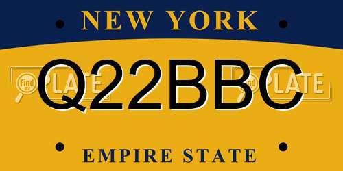 Q22BBC New York License Plate