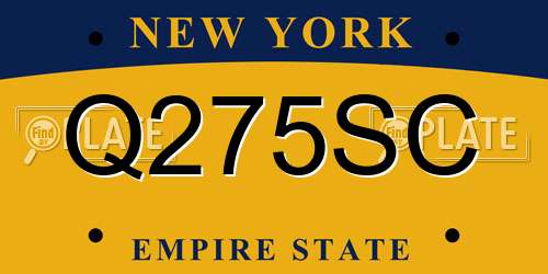 Q275SC New York License Plate