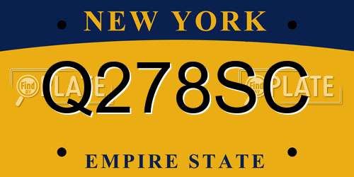 Q278SC New York License Plate