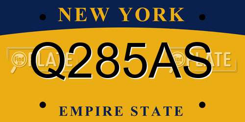 Q285AS New York License Plate