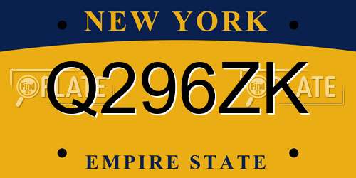 Q296ZK New York License Plate