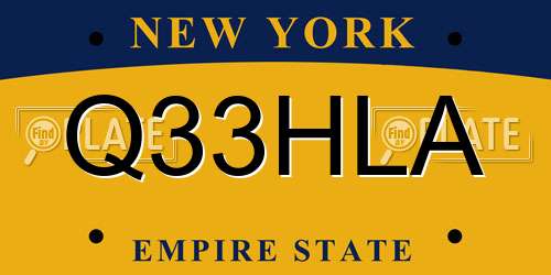 Q33HLA New York License Plate