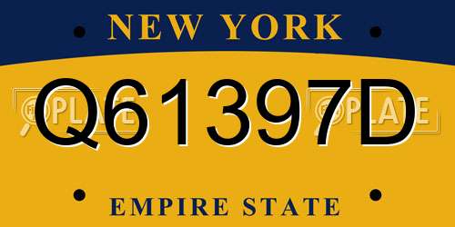 Q61397D New York License Plate