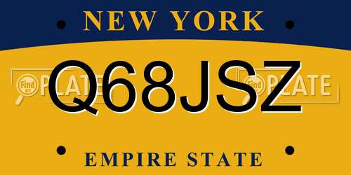 Q68JSZ New York License Plate