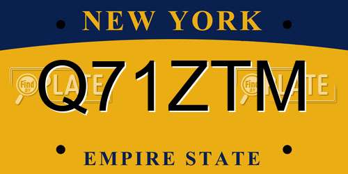 Q71ZTM New York License Plate