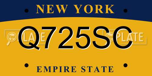 Q725SC New York License Plate