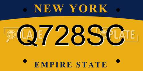 Q728SC New York License Plate
