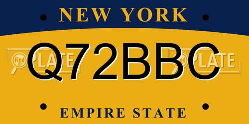 Q72BBC New York License Plate