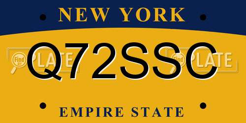 Q72SSC New York License Plate