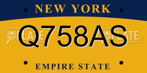 Q758AS New York License Plate