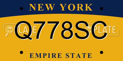 Q778SC New York License Plate