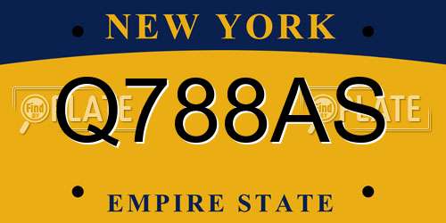 Q788AS New York License Plate