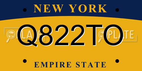 Q822TO New York License Plate