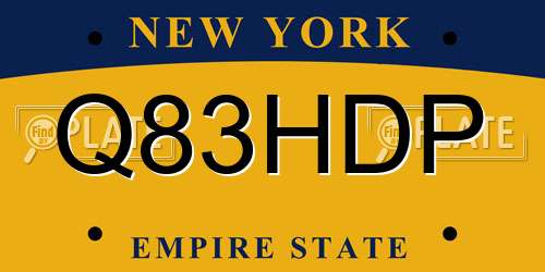 Q83HDP New York License Plate