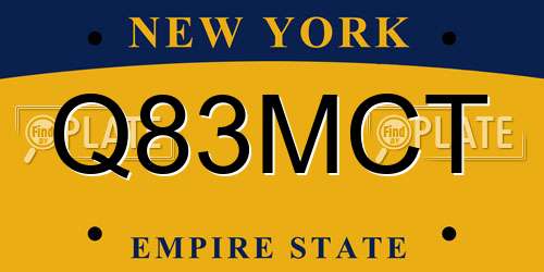 Q83MCT New York License Plate
