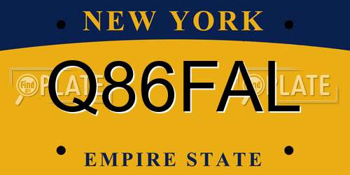 Q86FAL New York License Plate