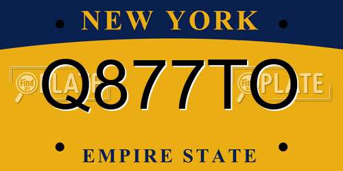 Q877TO New York License Plate