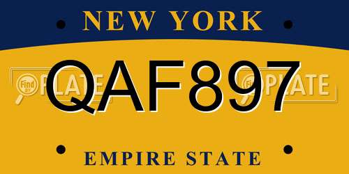 QAF897 New York License Plate