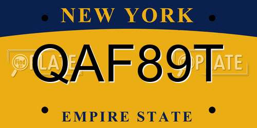 QAF89T New York License Plate
