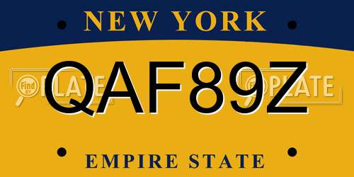 QAF89Z New York License Plate