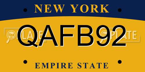 QAFB92 New York License Plate