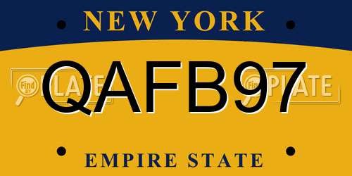QAFB97 New York License Plate