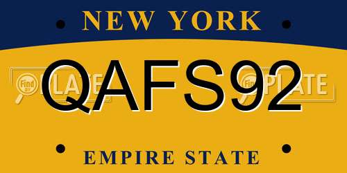 QAFS92 New York License Plate