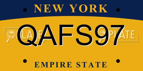 QAFS97 New York License Plate
