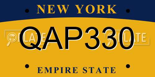 QAP330 New York License Plate