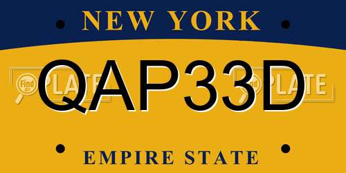 QAP33D New York License Plate