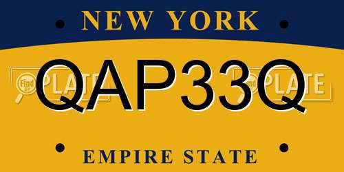 QAP33Q New York License Plate