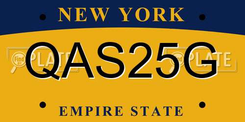 QAS25G New York License Plate
