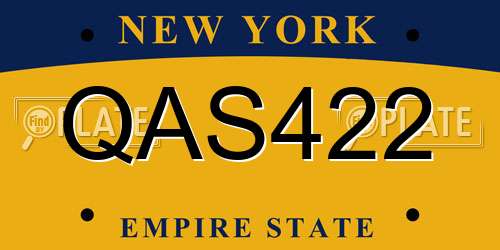 QAS422 New York License Plate