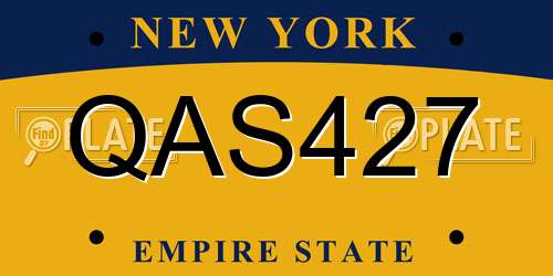 QAS427 New York License Plate