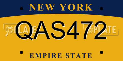 QAS472 New York License Plate