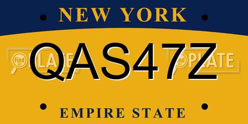 QAS47Z New York License Plate