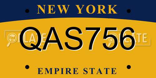 QAS756 New York License Plate